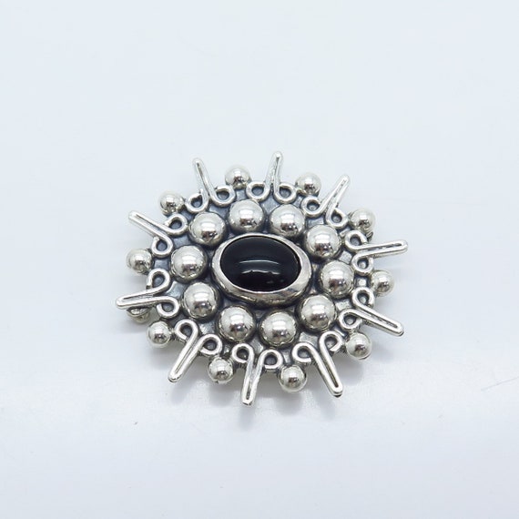 925 Sterling Silver Vintage Mexico Carsi Black On… - image 2
