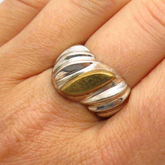 アクセサリー Vintage Mexican Jewelry Oval Ring 925 925 Sterling Silver 2-tone Vintage Mexico Ribbed Design Ring