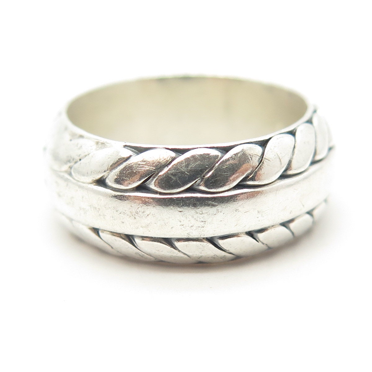 925 Sterling Silver Vintage Mexico Twisted Roped Band Ring