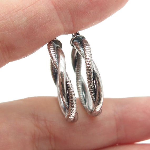 925 Sterling Silver Vintage Woven Multi-Row Hoop … - image 1