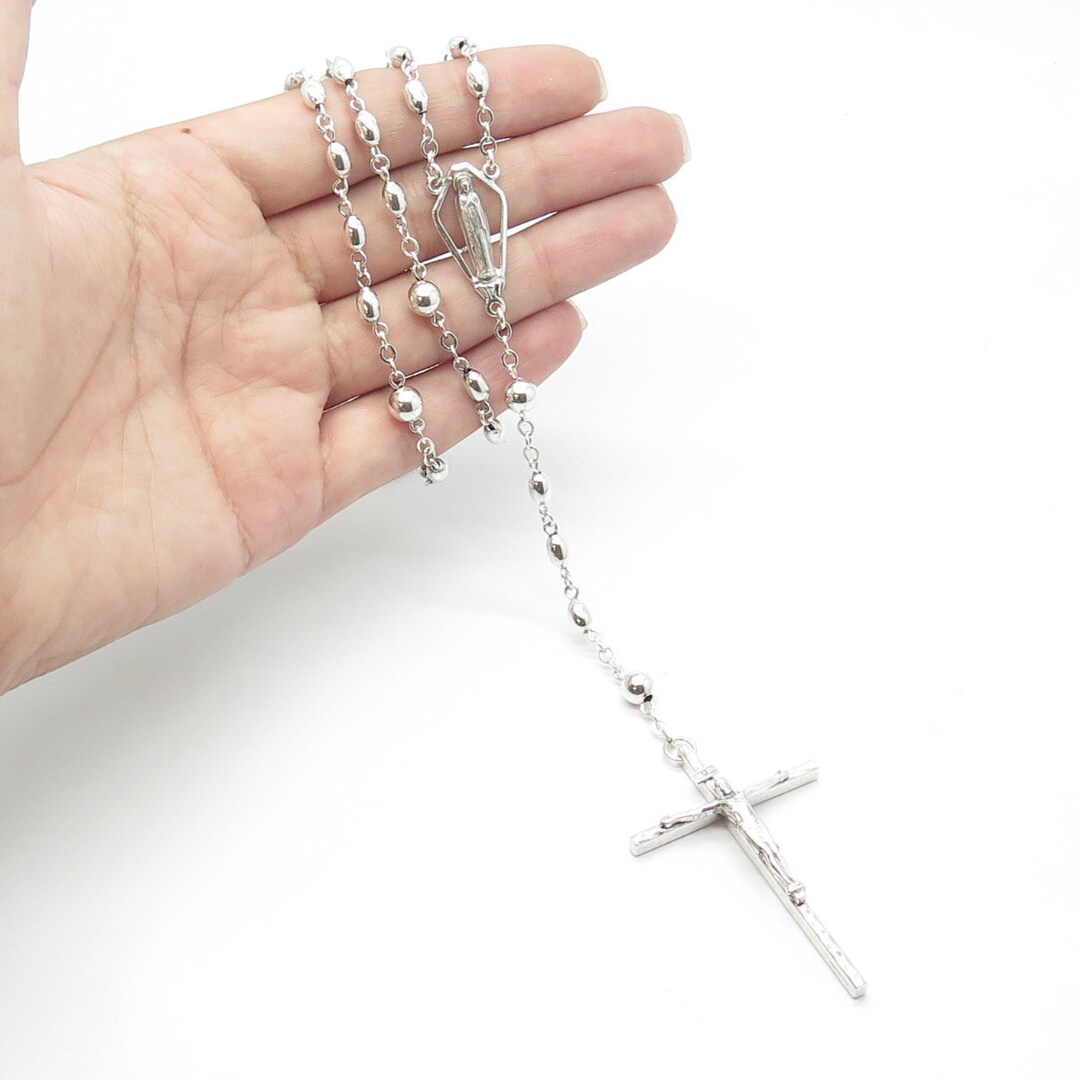 925 Sterling Silver Antique Art Deco Creed Jesus Cross Religious ...