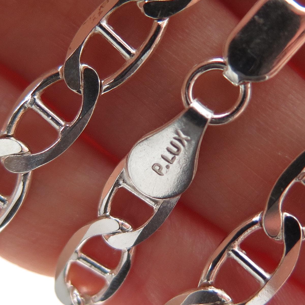 P. LUX 925 Sterling Silver Vintage Italy Anchor Mariner Chain