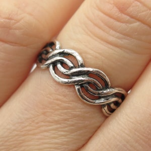 925 Sterling Silver Vintage Braided Band Ring Size 7