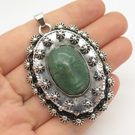 925シルバー グリーンストーン ネックレス Vintage Silver Green Stone Necklace 925