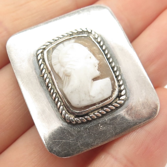 925 Sterling Silver Vintage MOP Cameo Victorian L… - image 1