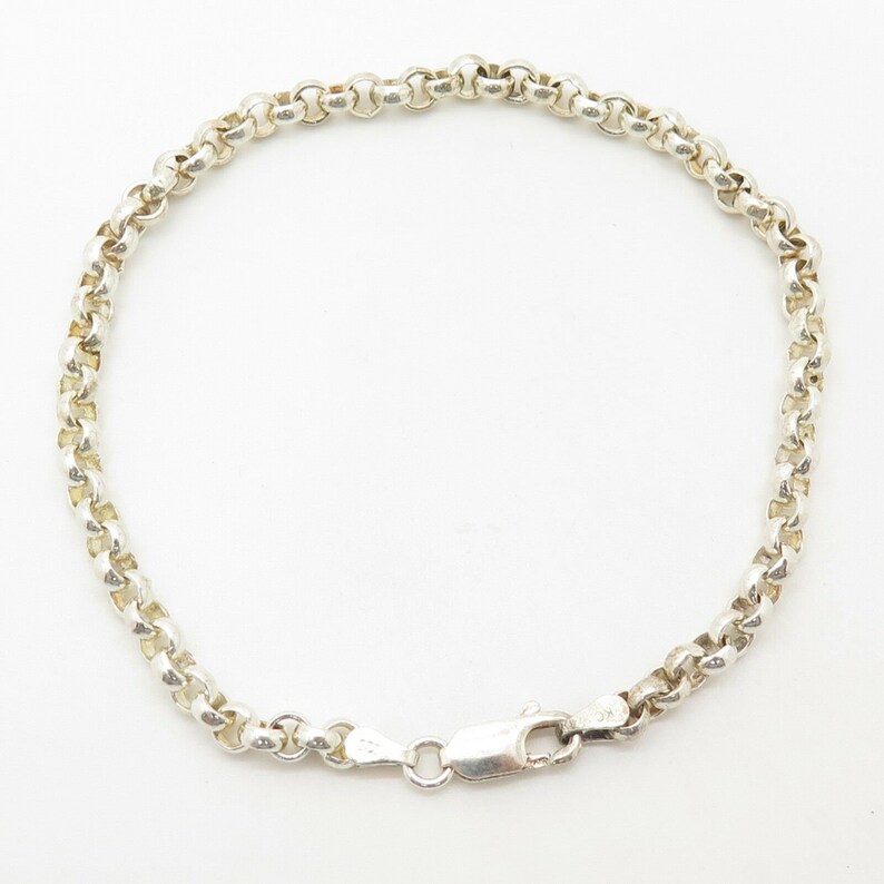 Italy 925 Sterling Silver Rolo Link Bracelet 8