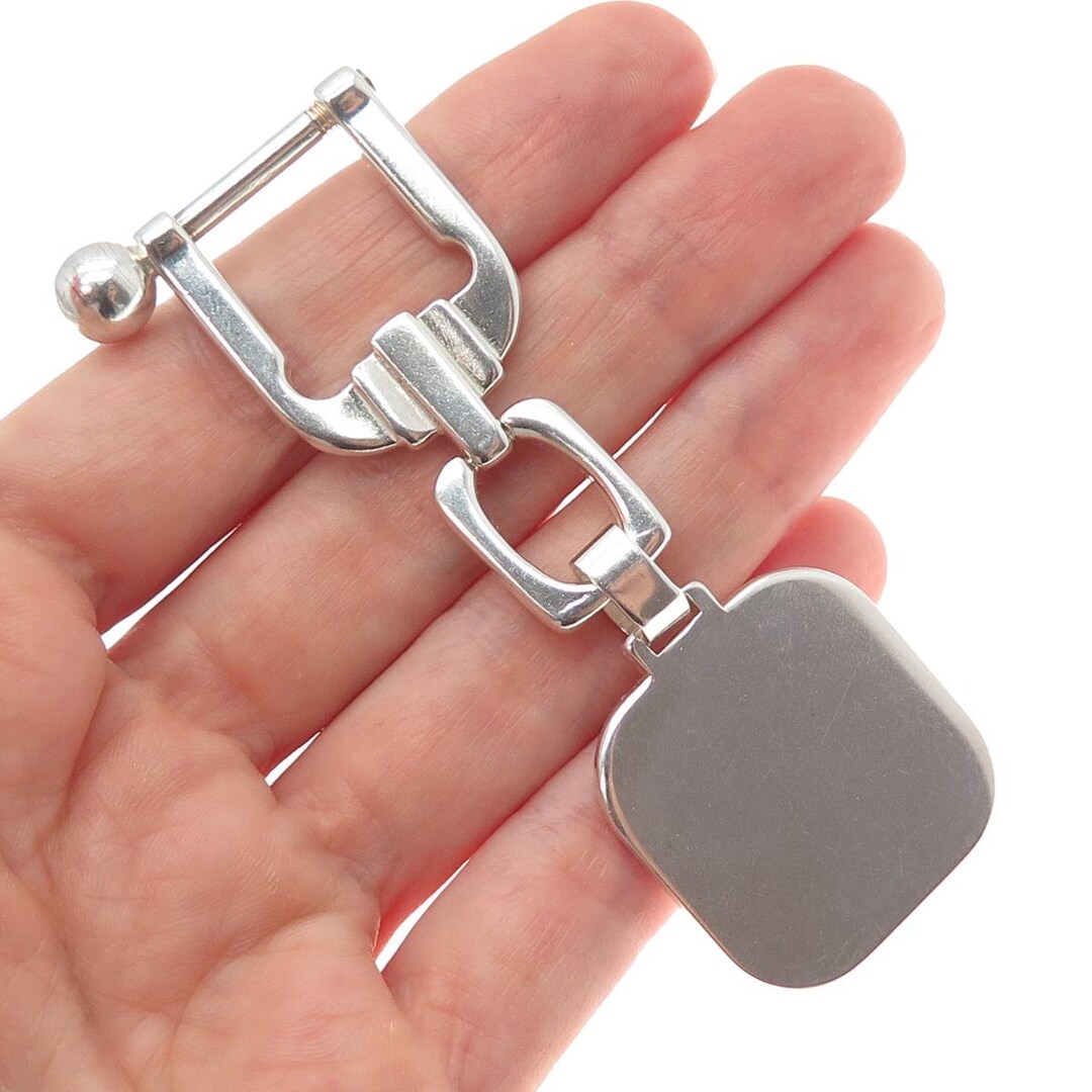 Porte-clés Vintage En Argent 925 - Italie, Médaillon Gravable, Anneau Porte-bague