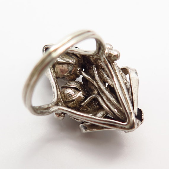 925 Sterling Silver Floral Design Wide Ring Size … - image 5
