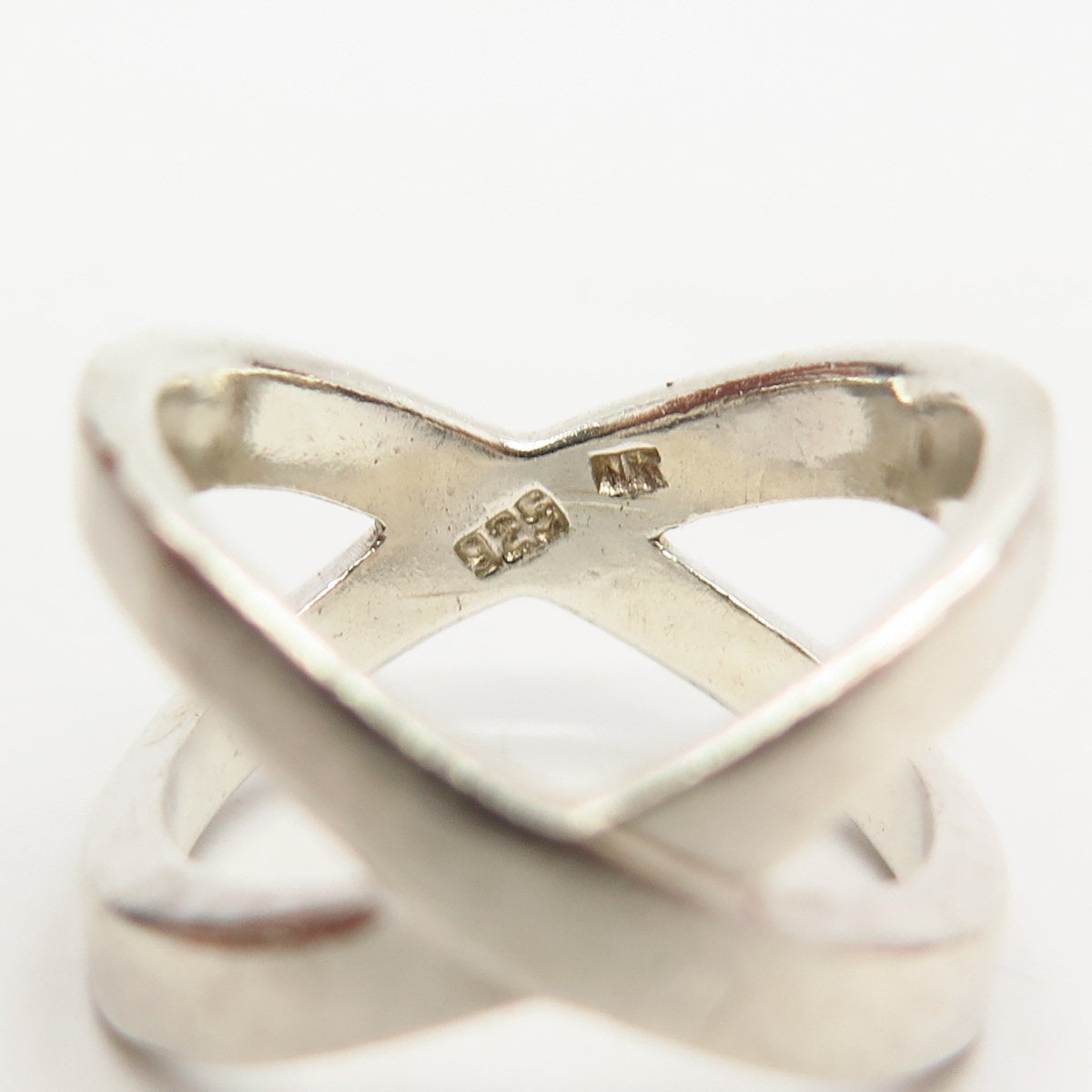 925 Sterling Silver Vintage Crossover Design Ring Size 7.5