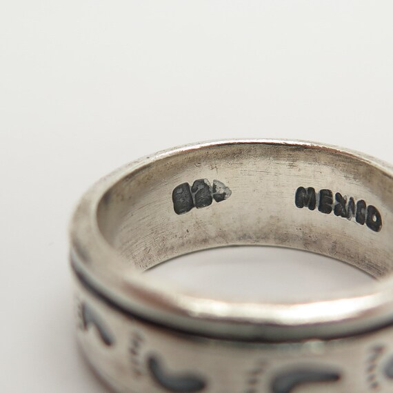 925 Sterling Silver Vintage Mexico Footprints Band Ring Size 925 Sterling Silver Vintage Mexico Footprints Band Ring Size