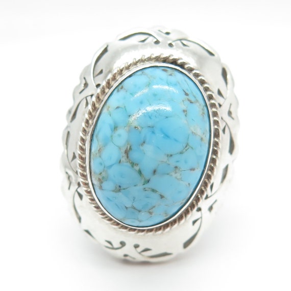 925 Sterling Silver Vintage Mexico Faux Turquoise… - image 3