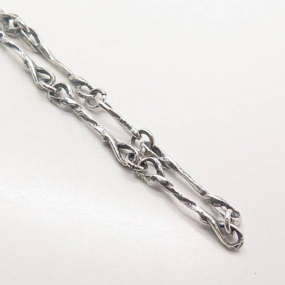 925 Sterling Silver Vintage Twisted Bar Chain Nec… - image 4