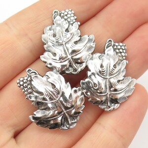 925 Sterling Silver Vintage Grape Leaf Design Pin Brooch
