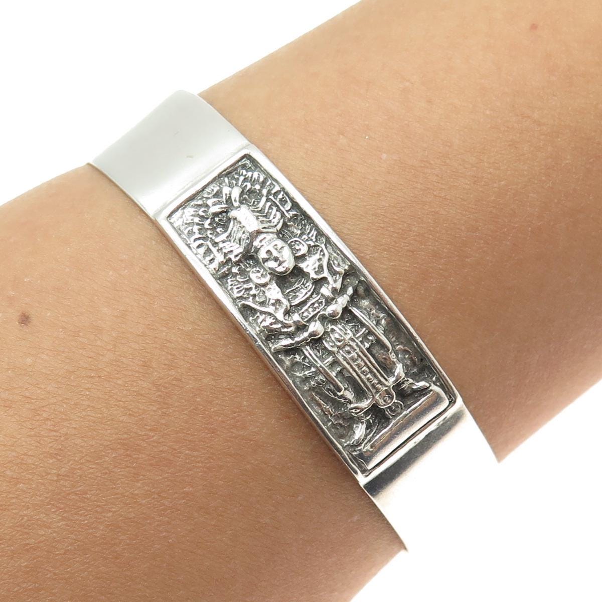 CASA DE ORO 925 Sterling Silver Vintage Tribal Oxidized Adjustable