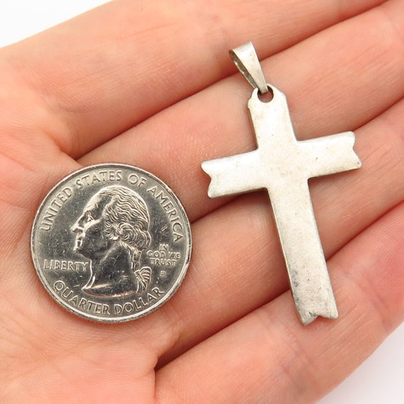 925 Sterling Silver Cross Religious Pendant - image 2
