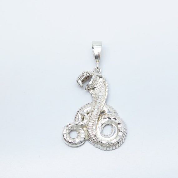 925 Sterling Silver Vintage Snake Pendant - image 4