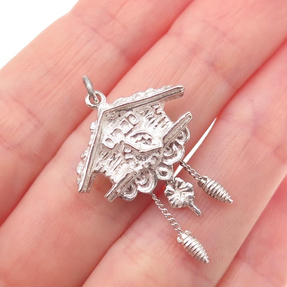 800 Silver Vintage European Cuckoo Clock Mini Charm Pendant