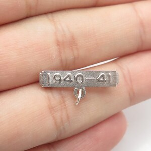 925 Sterling Silver Vintage &quot;1940-41&quot; Badge Plate Pendant Brooch