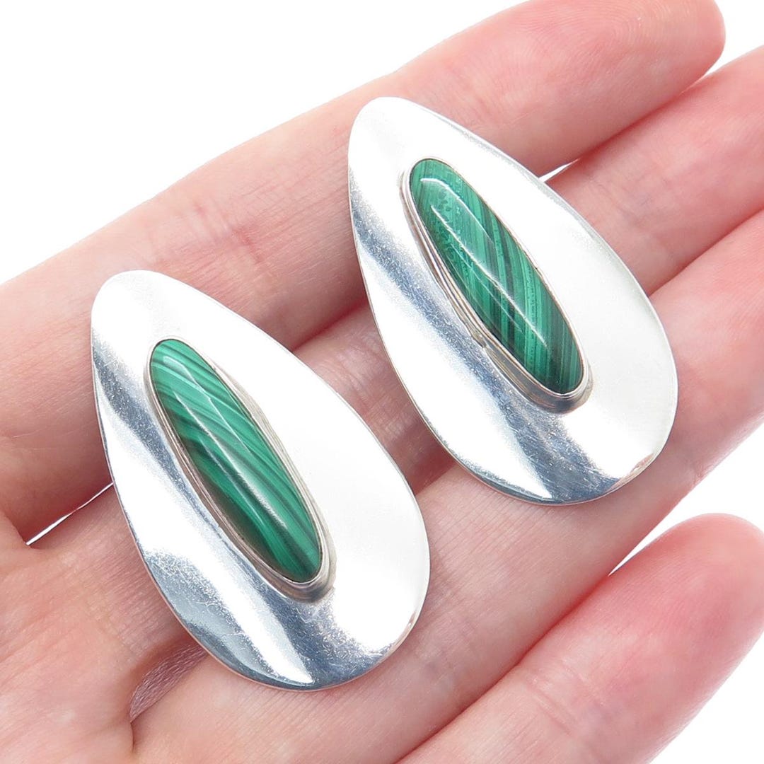JIMMY PATTERSON NAVAJO Old Pawn 925 Sterling Vintage Malachite