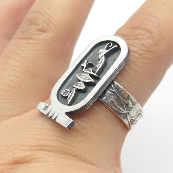 925 Sterling Silver Vintage Egyptian Cartouche Ri… - image 2