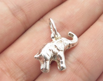 925 Sterling Silver Old Stock Italy Elephant 3D Charm Pendant