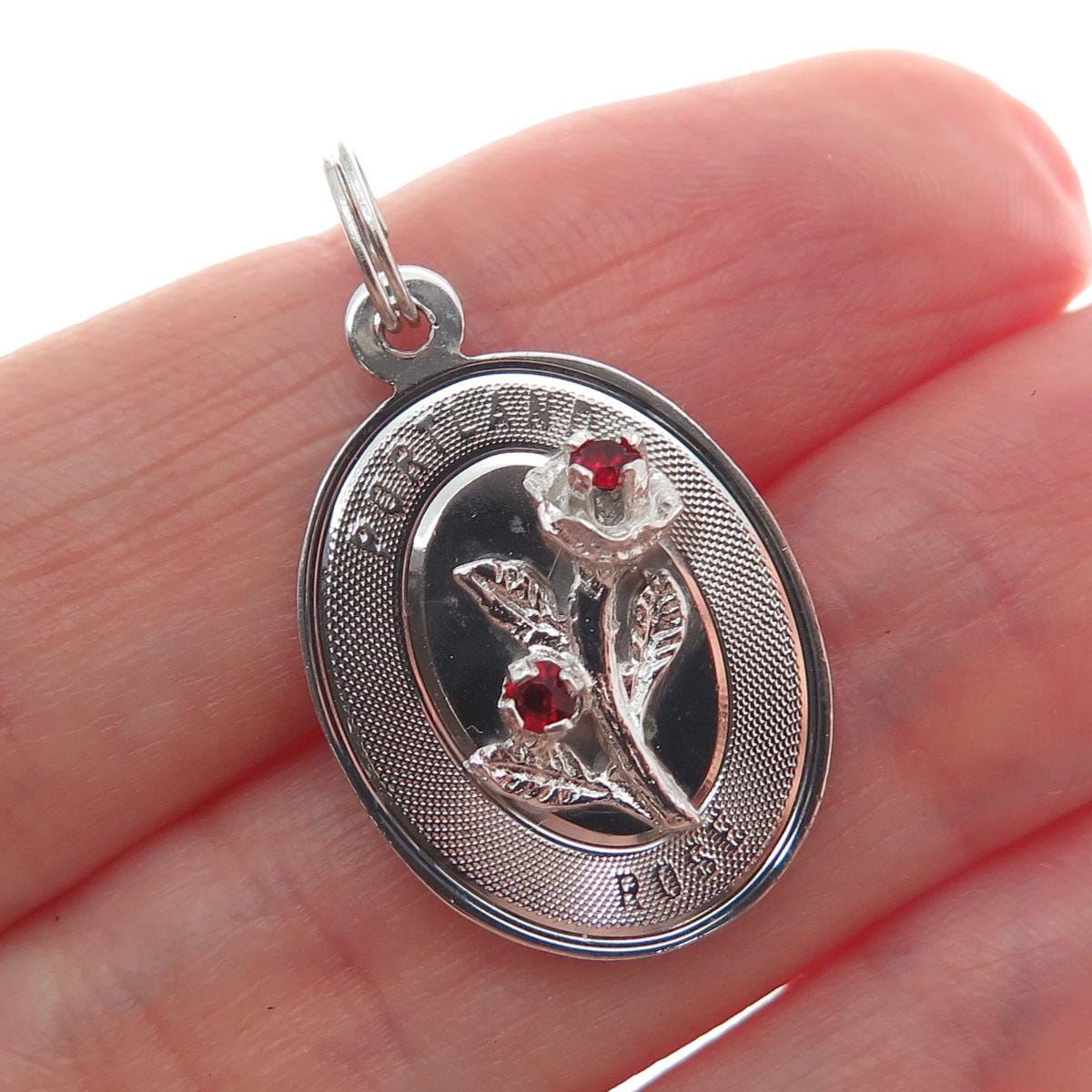 Portland Charm TOWN & COUNTRY Sterling Silver Vintage Rhinestone Portland Rose Charm ...