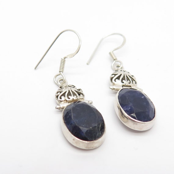 925 Sterling Silver Vintage Real Sodalite Gem Dan… - image 2