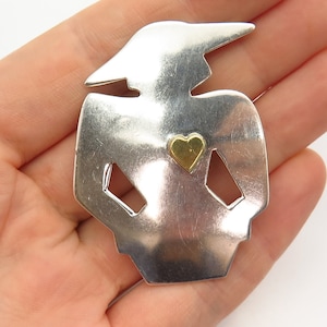 925 Sterling Silver 2-Tone Vintage Mexico Lady's Profile Design Pin Brooch