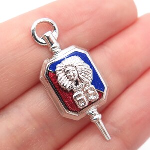 800 Silver Vintage Colorful Enamel &quot;69&quot; Indian Chief Pendant