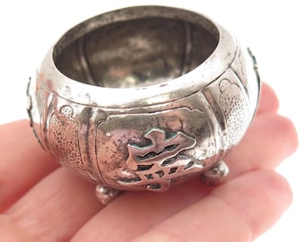 925 Sterling Silver Antique Art Deco Chinese Export Salt Cellar