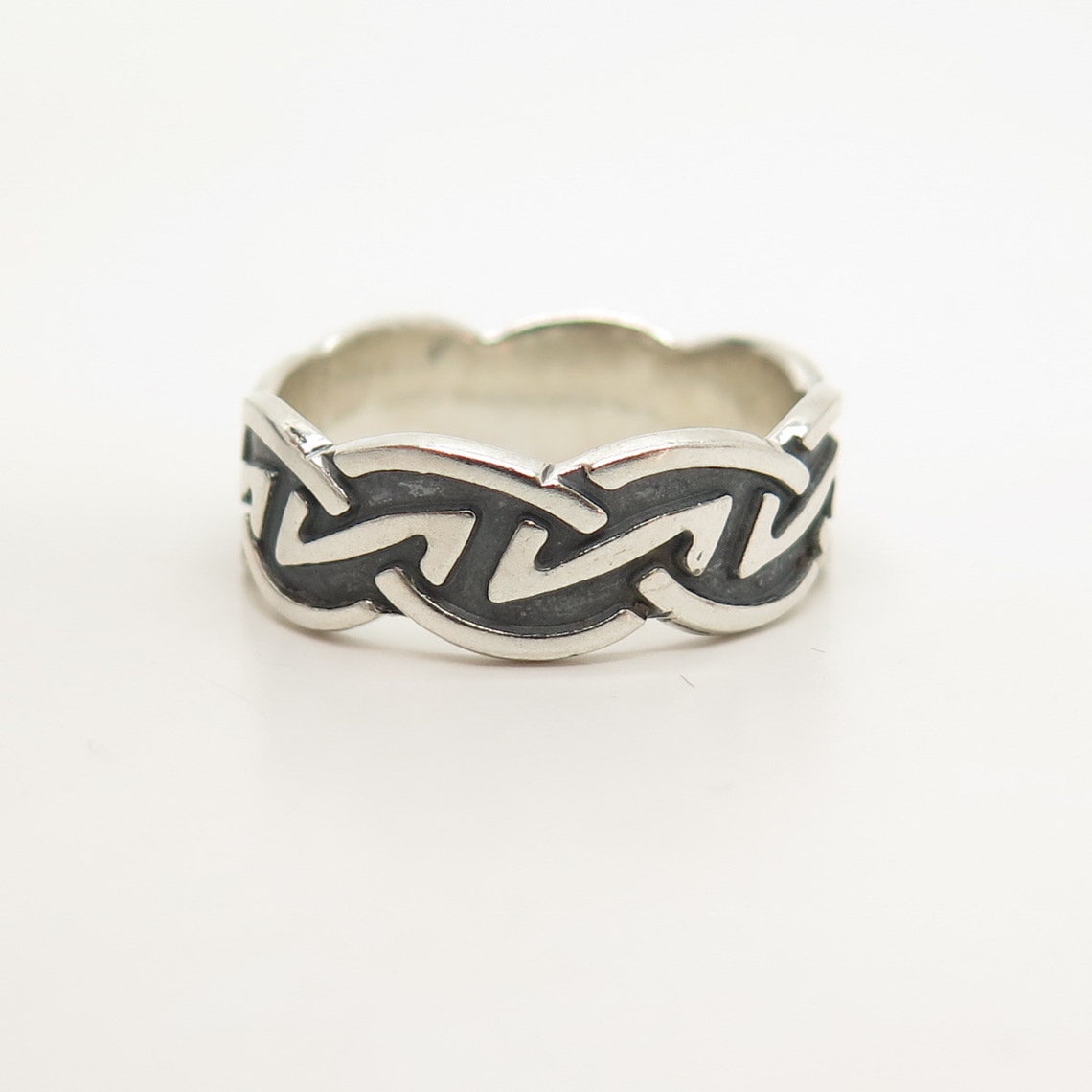 Bague Tribale Argent 925 Sertie De Turquoise - Taille 5 1/4, Occasion, Pour Femme