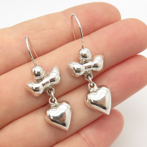 925 Sterling Silver Vintage Mexico Heart and Bow … - image 1