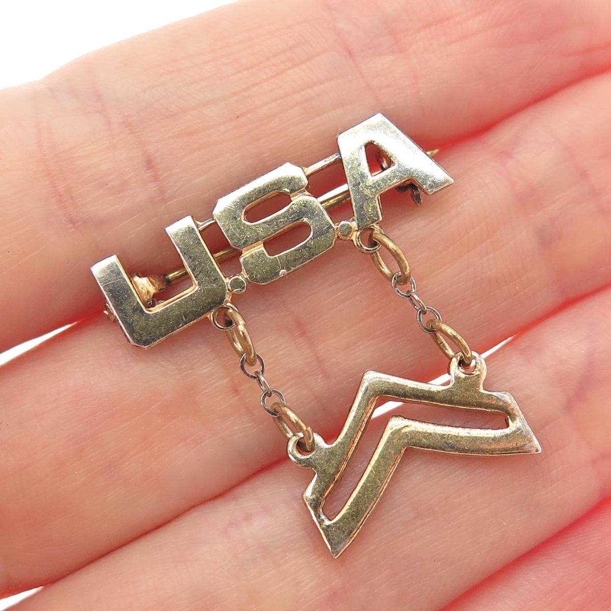 925 Sterling Silver Gold Plated Antique WWII US Army Corporal Pin ...