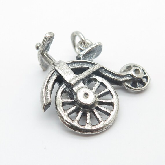 925 Sterling Silver Antique Circus Wheel Pendant - image 4