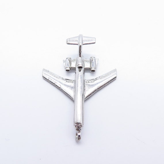 925 Sterling Silver Vintage Wells Airplane Pendant - image 4