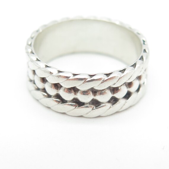 925 Sterling Silver Vintage Mexico Twisted Beaded… - image 5
