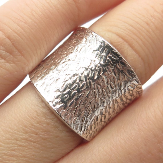 950 Silver Vintage Nugget Adjustable Cuff Ring Si… - image 1