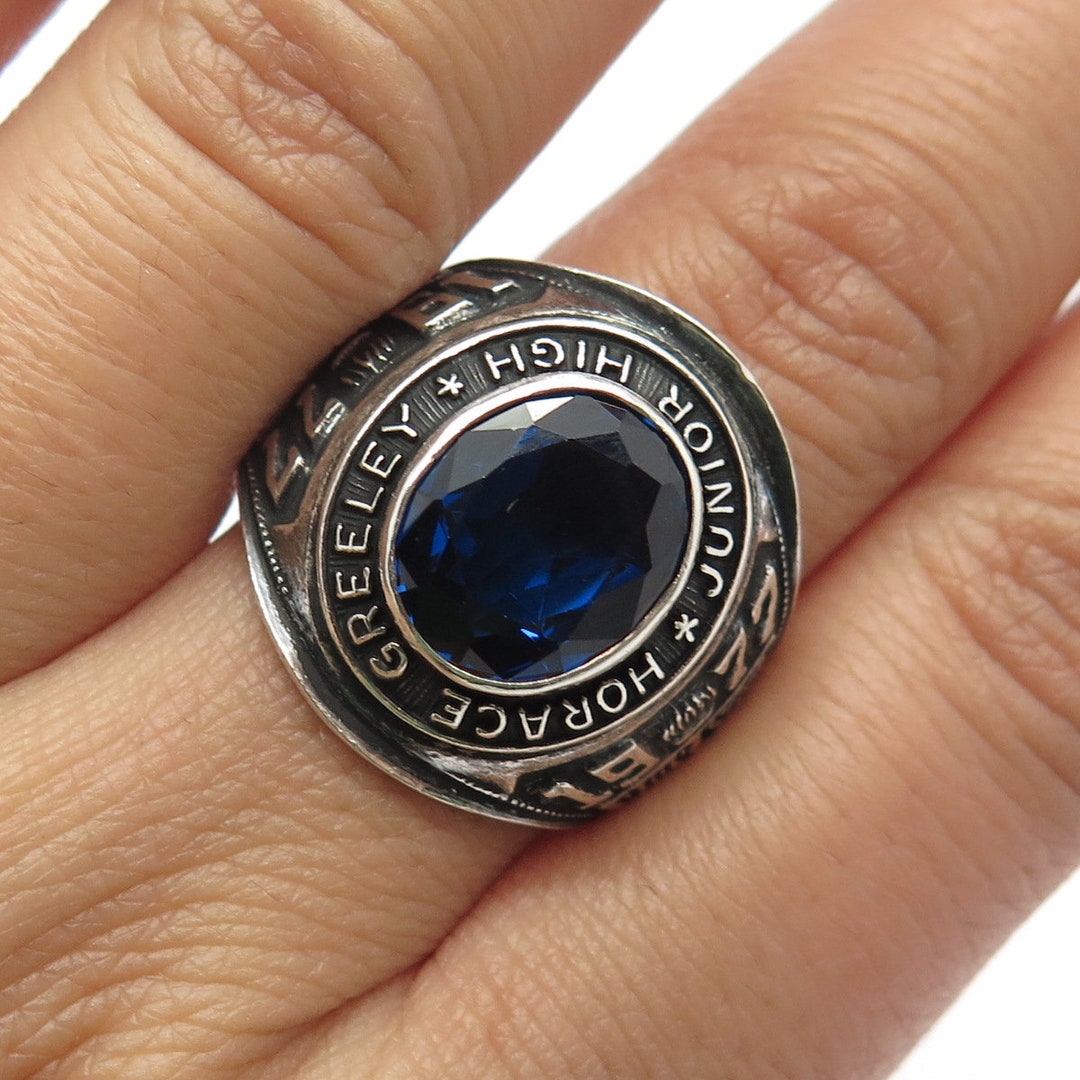 アクセサリー 1966 Vintage REED&Co.N.Y.C STERLING Ring 925 Sterling Silver Vintage Reed & Co Glass H Greeley 1977 School