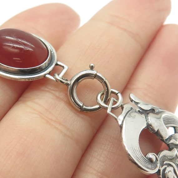 925 Sterling Silver Antique Art Deco Carnelian Ro… - image 5