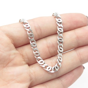 DIAGONAL 925 Sterling Silver Vintage Italy Celtic Chain Necklace 18&quot;