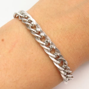 925 Sterling Silver Vintage Cable Link Bracelet 7&quot;
