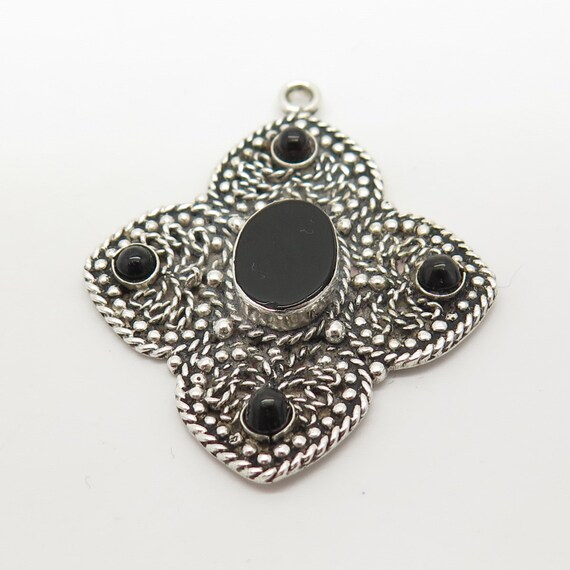 925 Sterling Silver Vintage Real Black Onyx Gemst… - image 4