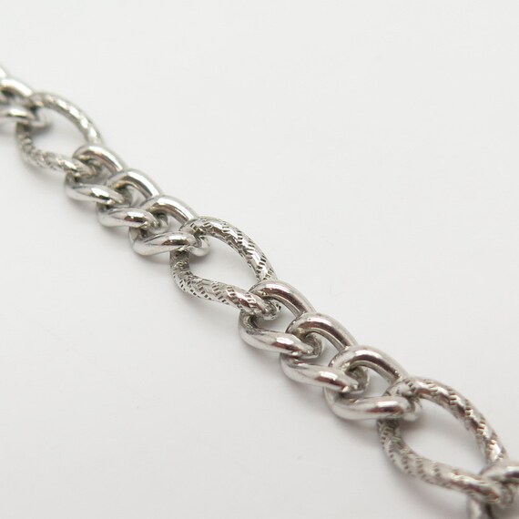 925 Sterling Silver Vintage Figaro Link Bracelet … - image 3