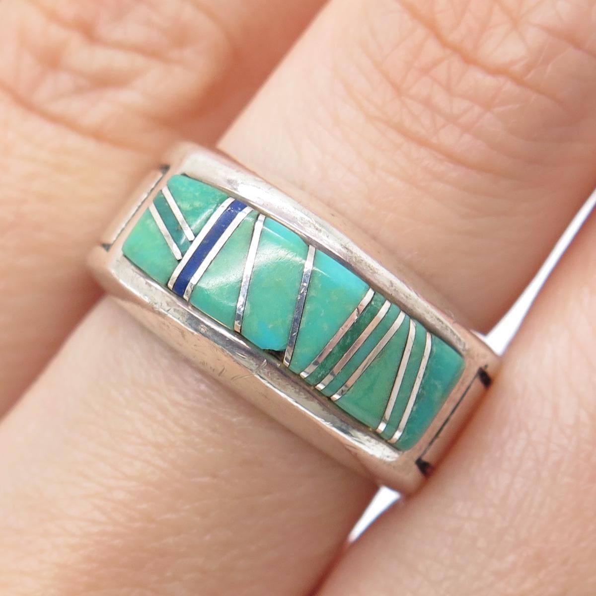 ZORA JOE Old Pawn 925 Sterling Silver Vintage Turquoise Lapis Gem