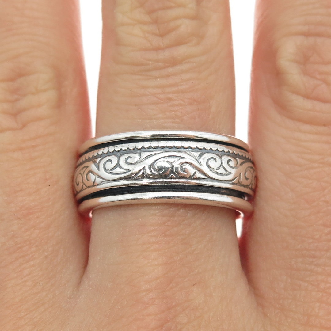 925 Sterling Silver Vintage Mexico Floral Ornate Rotating 925 Sterling Silver Vintage Mexico Floral Ornate Rotating