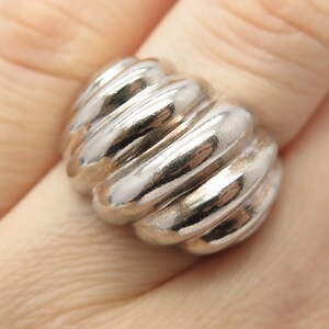 925 Sterling Silver Vintage Ribbed Domed Ring Size 6 3/4