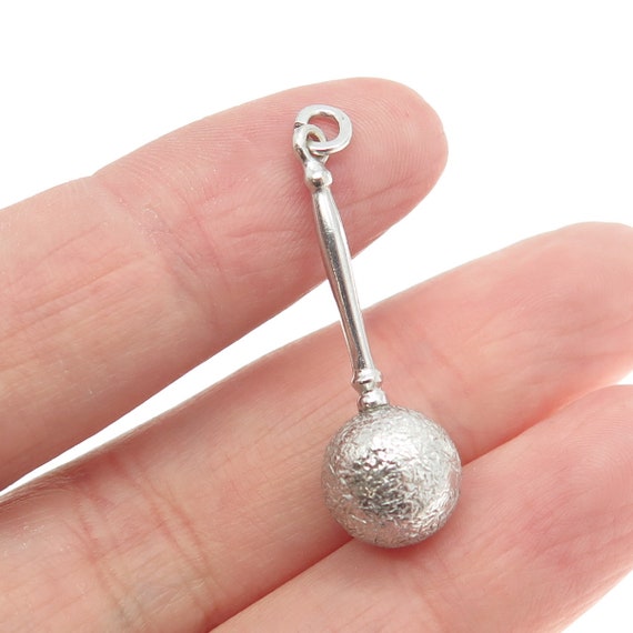 925 Sterling Silver Vintage Drop Ball Charm Penda… - image 2