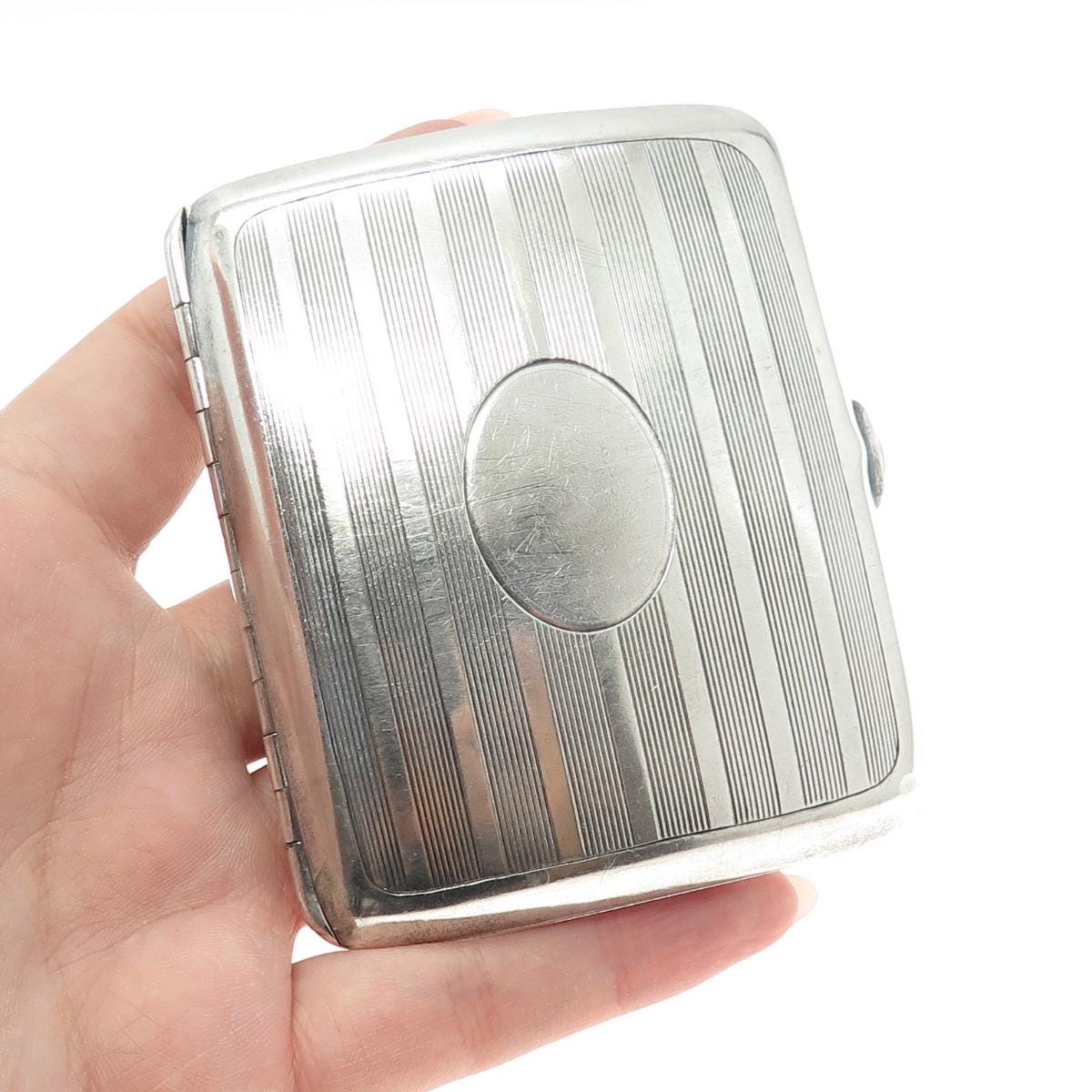 WATROUS MFG CO 925 Sterling Silver Antique Art Deco Carnelian Cigarette Case #38