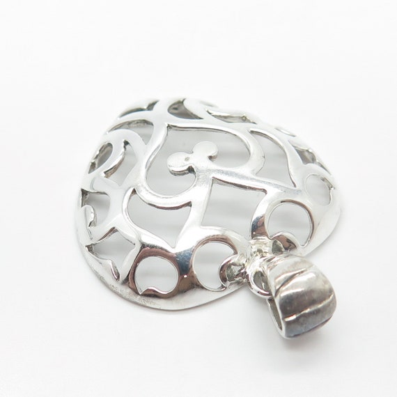 925 Sterling Silver Vintage Ornate Heart Pendant - image 6