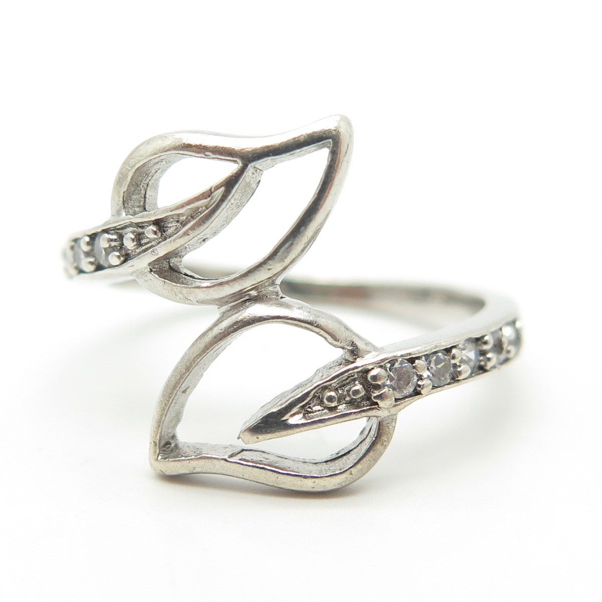 925 Sterling Silver Vintage C Z Leaf Ring Size 7 - Etsy 925 Sterling Silver Vintage C Z Leaf Ring Size 7 - Etsy